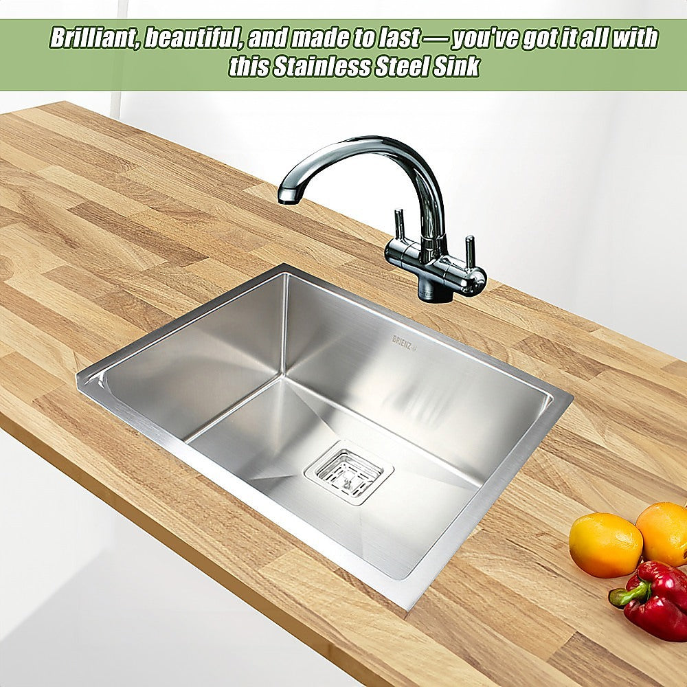 Kitchen Sinks: 550x455mm Handmade 1.5mm Stainless Steel Undermount / Topmount Kitchen Sink with Square Waste