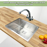Kitchen Sinks: 550x455mm Handmade 1.5mm Stainless Steel Undermount / Topmount Kitchen Sink with Square Waste