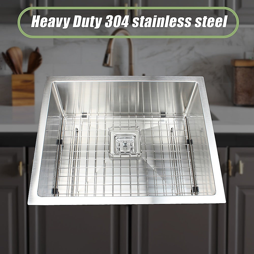 Kitchen Sinks: 550x455mm Handmade 1.5mm Stainless Steel Undermount / Topmount Kitchen Sink with Square Waste