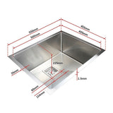 Kitchen Sinks: 550x455mm Handmade 1.5mm Stainless Steel Undermount / Topmount Kitchen Sink with Square Waste
