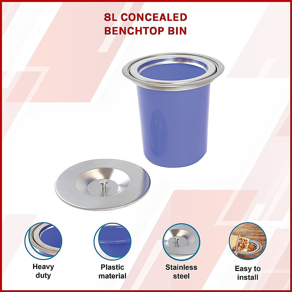 Kitchen Utensils: 8L Concealed Benchtop Bin