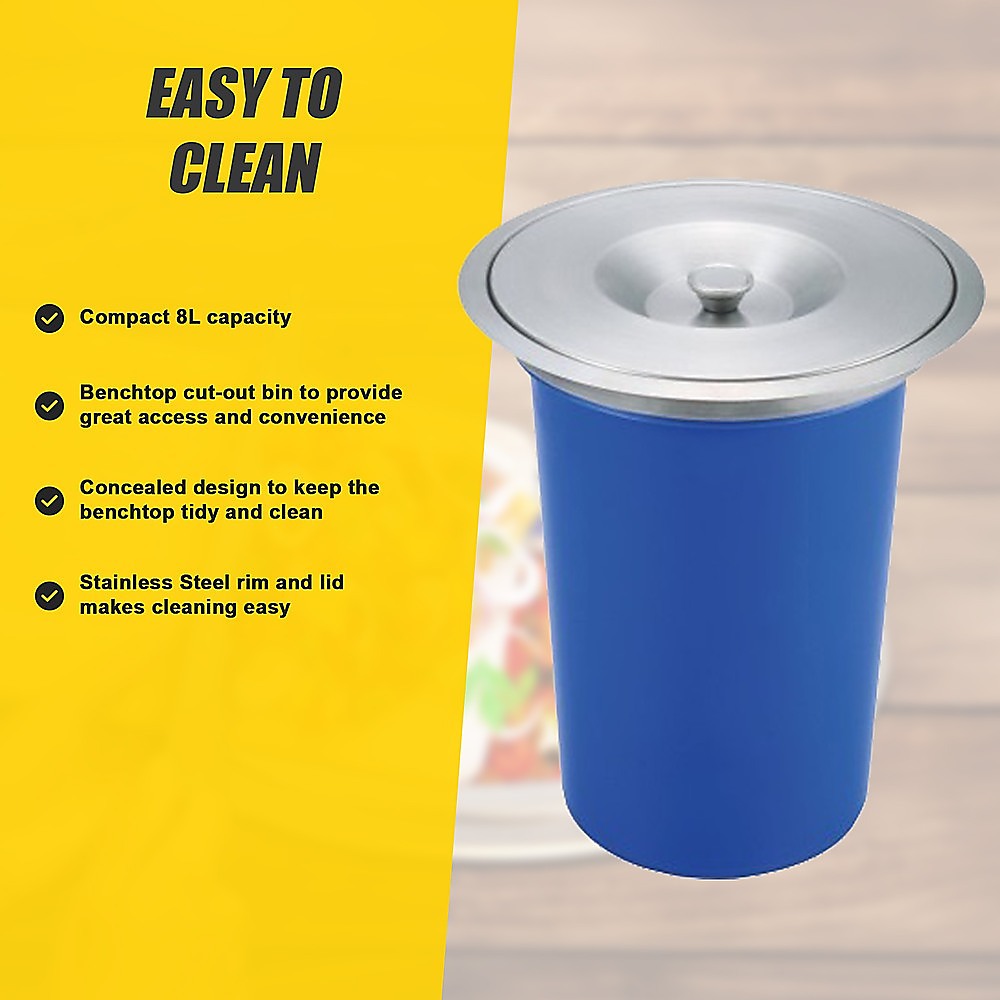 Kitchen Utensils: 8L Concealed Benchtop Bin