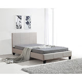 Beds & Bed Frames: King Single Linen Fabric Bed Frame Beige