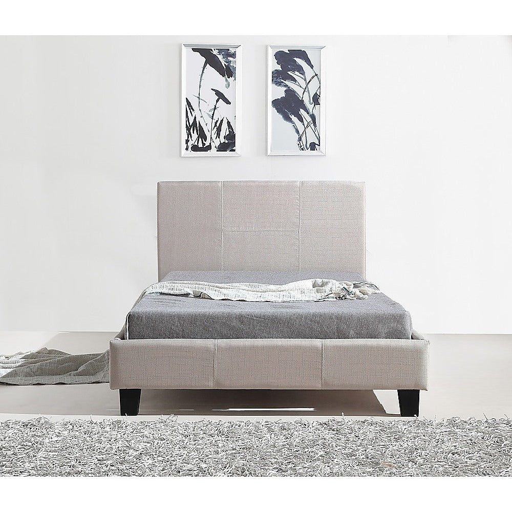 Beds & Bed Frames: King Single Linen Fabric Bed Frame Beige