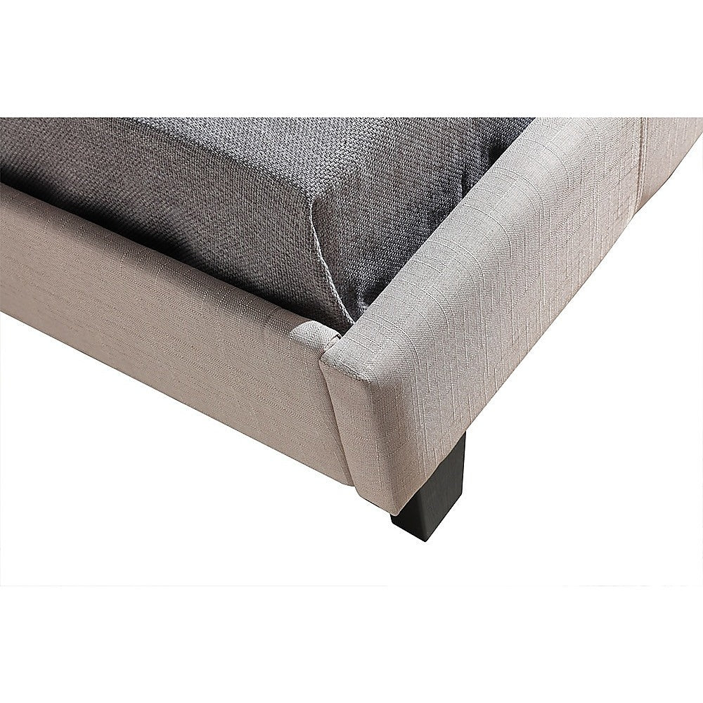Beds & Bed Frames: King Single Linen Fabric Bed Frame Beige