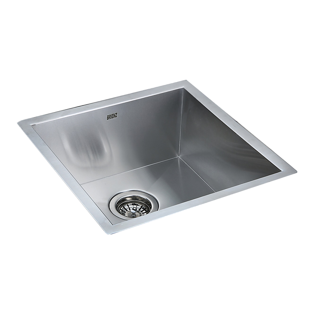 Sinks: 440x440mm Handmade Stainless Steel Undermount / Topmount Kitchen Laundry Sink with Waste