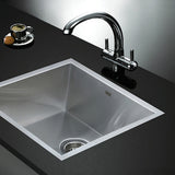 Sinks: 440x440mm Handmade Stainless Steel Undermount / Topmount Kitchen Laundry Sink with Waste