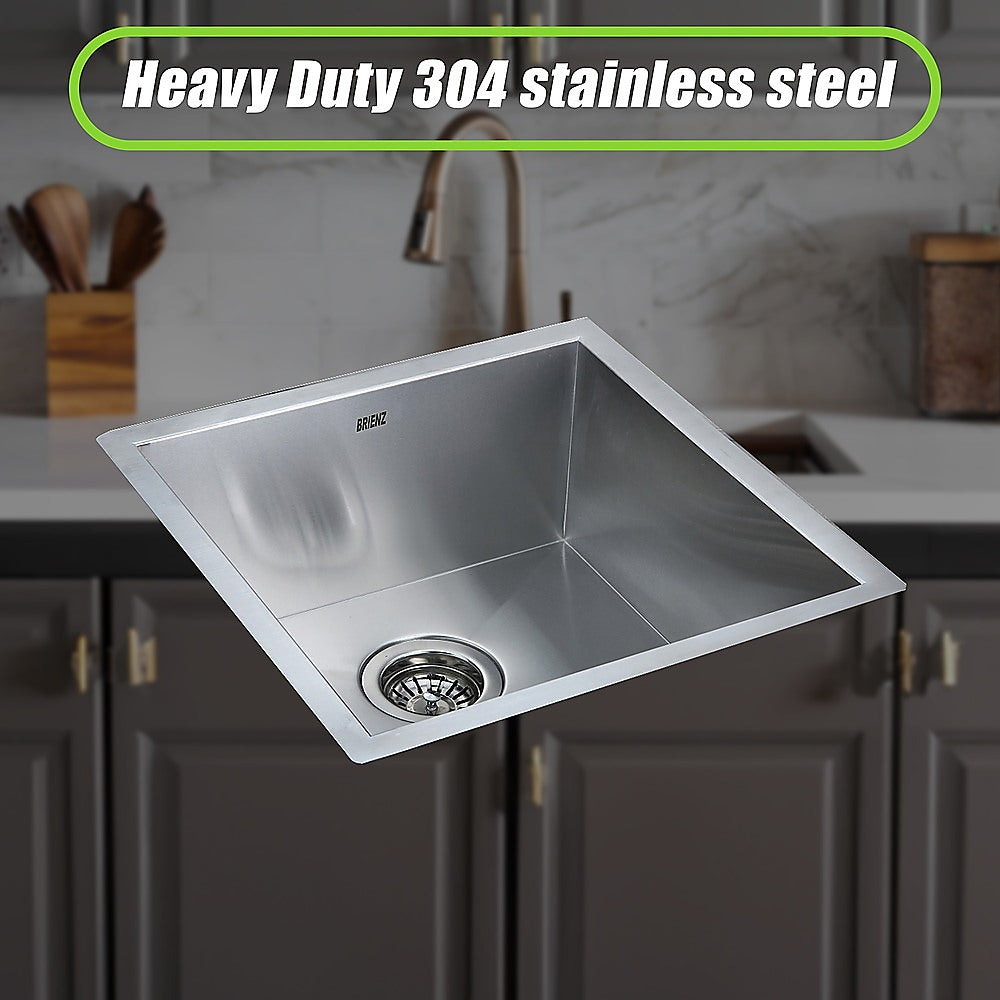 Sinks: 440x440mm Handmade Stainless Steel Undermount / Topmount Kitchen Laundry Sink with Waste