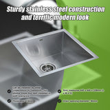 Sinks: 440x440mm Handmade Stainless Steel Undermount / Topmount Kitchen Laundry Sink with Waste