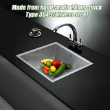 Sinks: 440x440mm Handmade Stainless Steel Undermount / Topmount Kitchen Laundry Sink with Waste