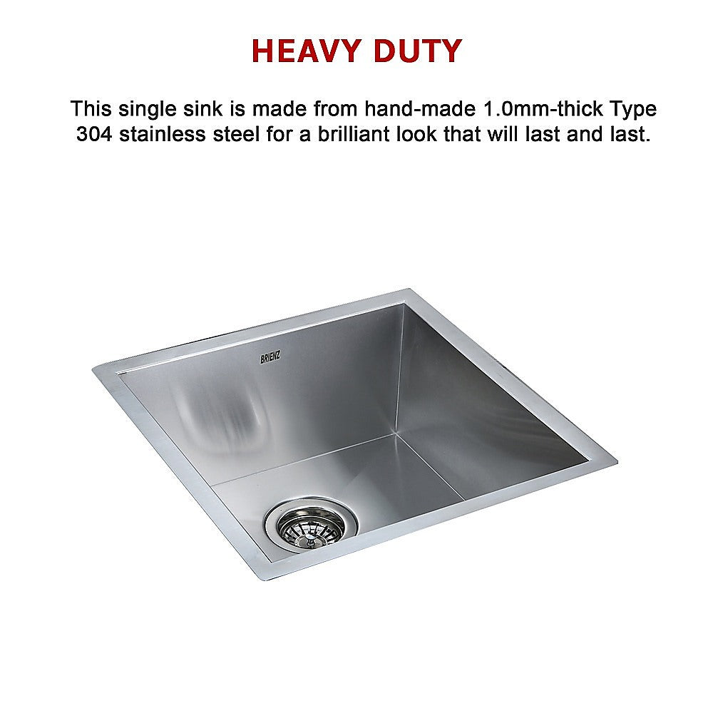 Sinks: 440x440mm Handmade Stainless Steel Undermount / Topmount Kitchen Laundry Sink with Waste