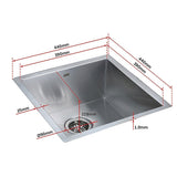 Sinks: 440x440mm Handmade Stainless Steel Undermount / Topmount Kitchen Laundry Sink with Waste