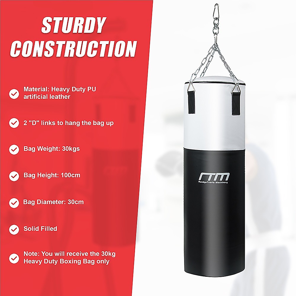 Boxing & Martial Arts: 30kg Heavy Duty Boxing Punching Bag Solid Filled