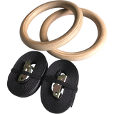 Gym Equipment & Accessories: Birch Wood Gymnastic Rings with Adjustable Straps  Strength & Calisthenics Training