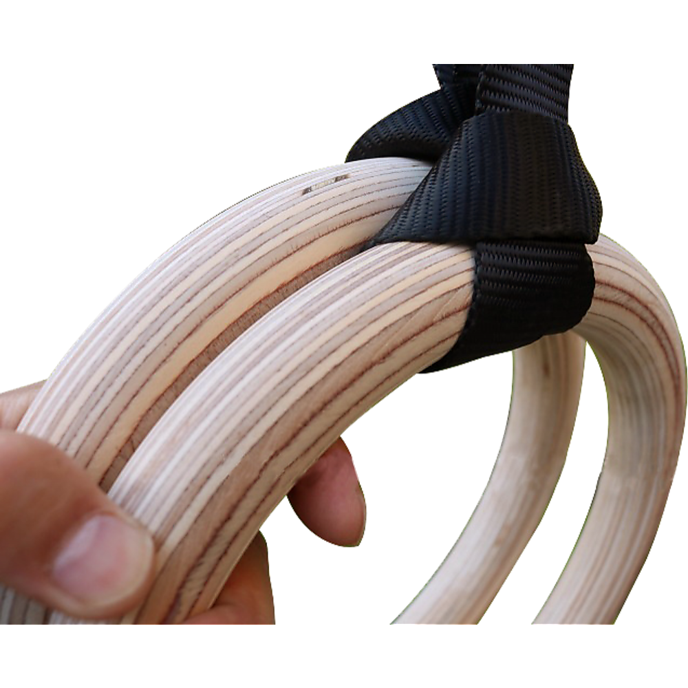 Gym Equipment & Accessories: Birch Wood Gymnastic Rings with Adjustable Straps  Strength & Calisthenics Training