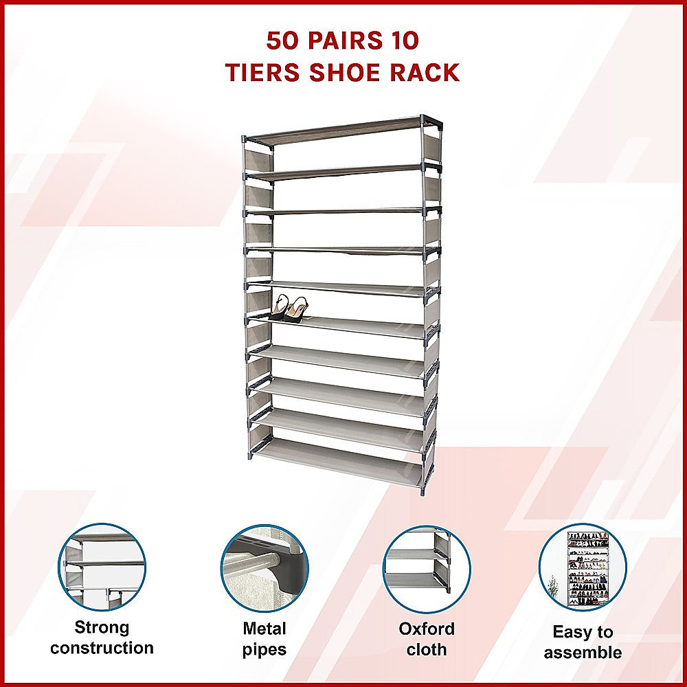 Shoe Storage: 50 Pairs 10 Tiers Shoe Rack