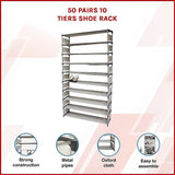 Shoe Storage: 50 Pairs 10 Tiers Shoe Rack