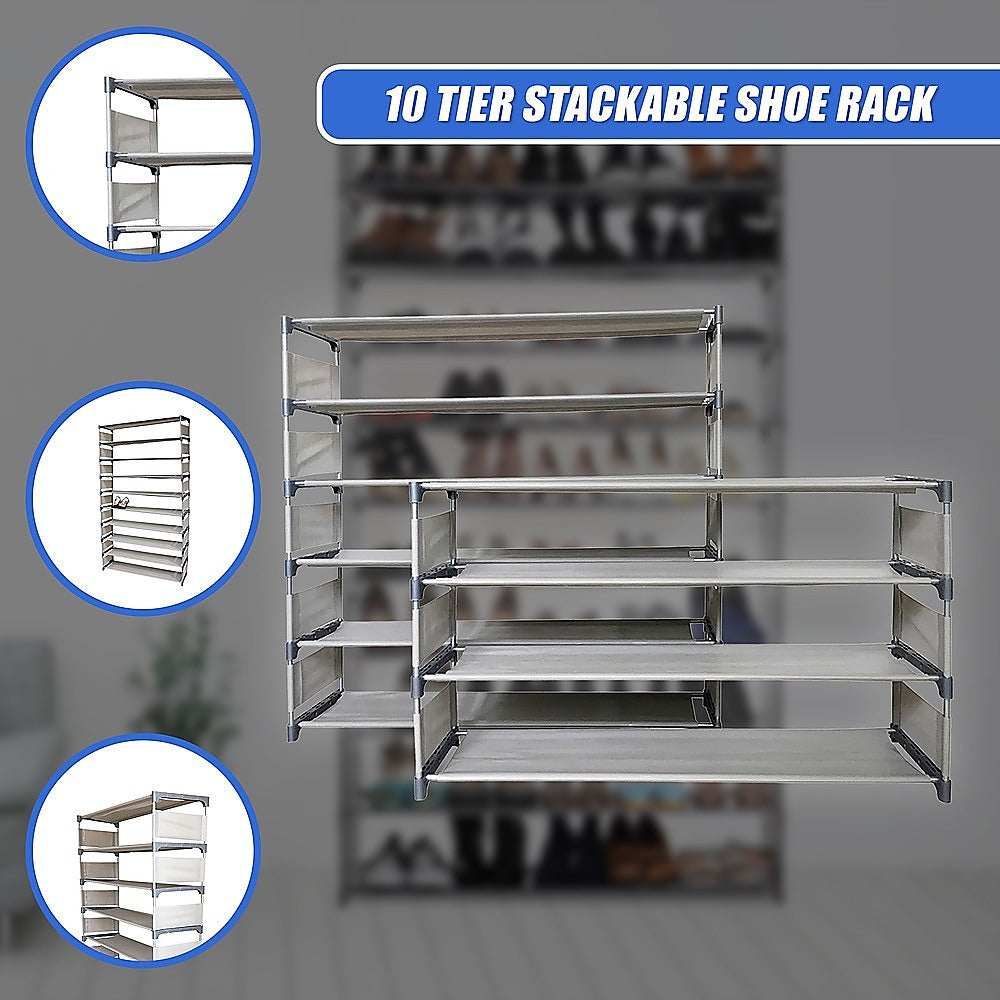 Shoe Storage: 50 Pairs 10 Tiers Shoe Rack