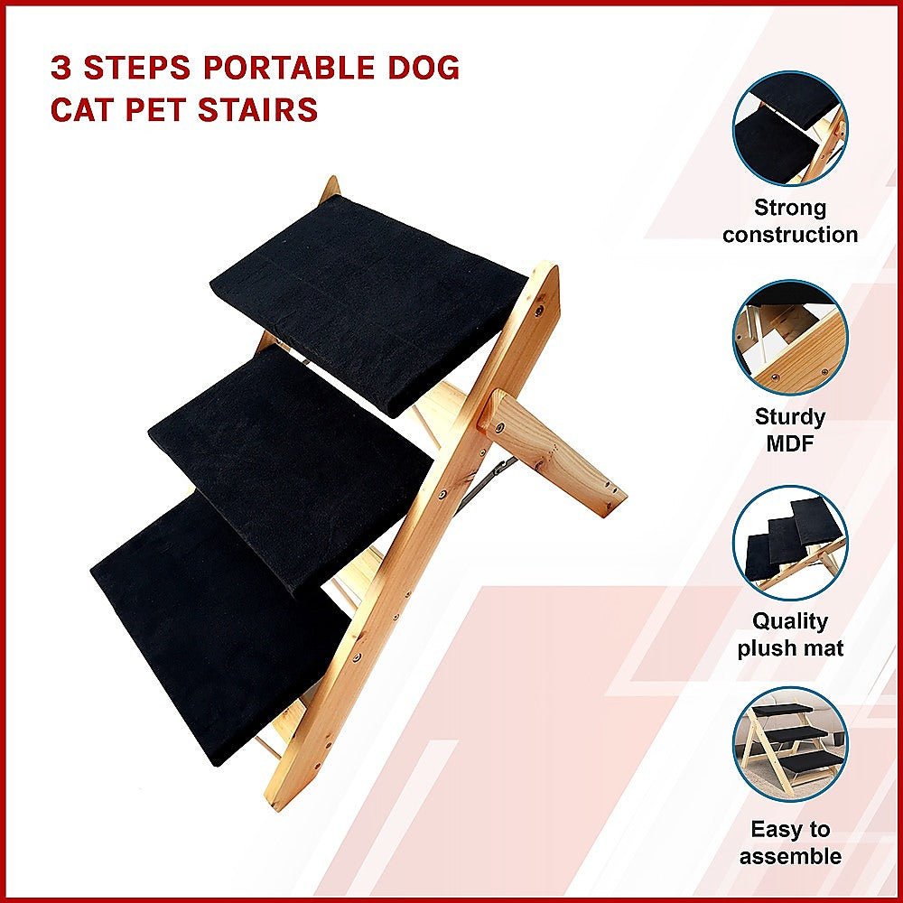 Dog Steps & Ramps: 3 Steps Portable Dog Cat Pet Stairs