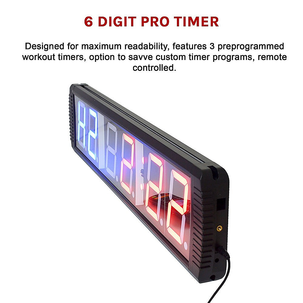Gym Equipment & Accessories: 6 Digit Digital Timer Interval Fitness Clock