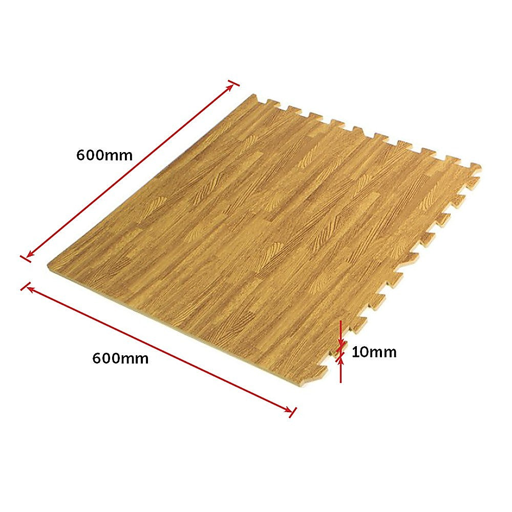 12 Tile EVA Interlocking Gym Floor Mats Wood Colour for Home Yoga
