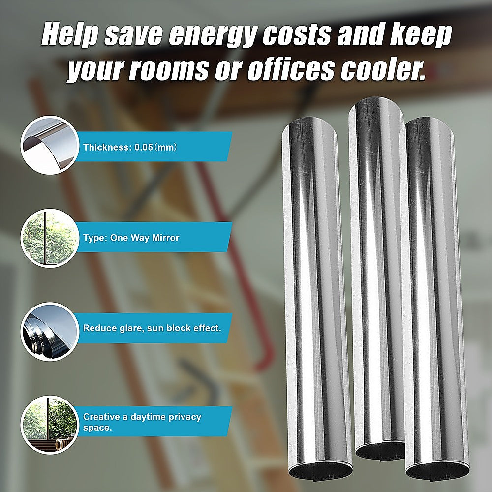 Building Materials: One Way Mirror Privacy Reflection Window Tint Film STOP HEAT 24Ft x 2Ft