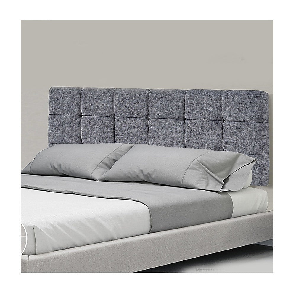 Headboards: Linen Fabric Queen Bed Deluxe Headboard Bedhead - Grey
