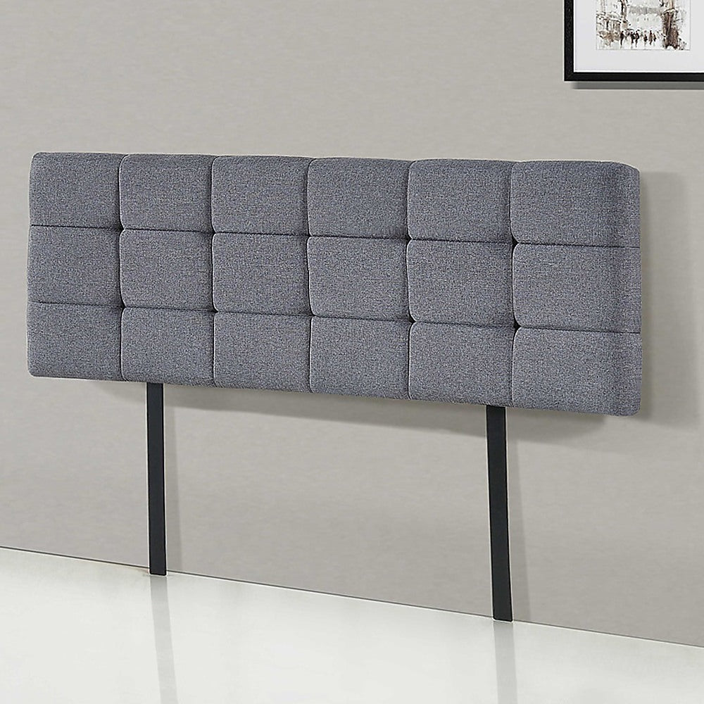 Headboards: Linen Fabric Queen Bed Deluxe Headboard Bedhead - Grey