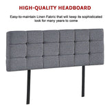 Headboards: Linen Fabric Queen Bed Deluxe Headboard Bedhead - Grey