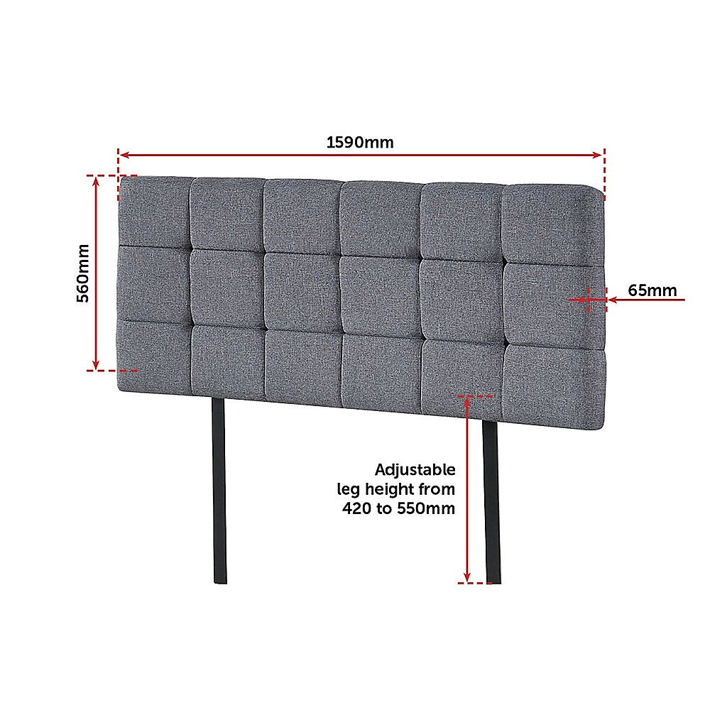 Headboards: Linen Fabric Queen Bed Deluxe Headboard Bedhead - Grey