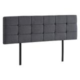 Headboards: Linen Fabric King Bed Deluxe Headboard Bedhead - Grey