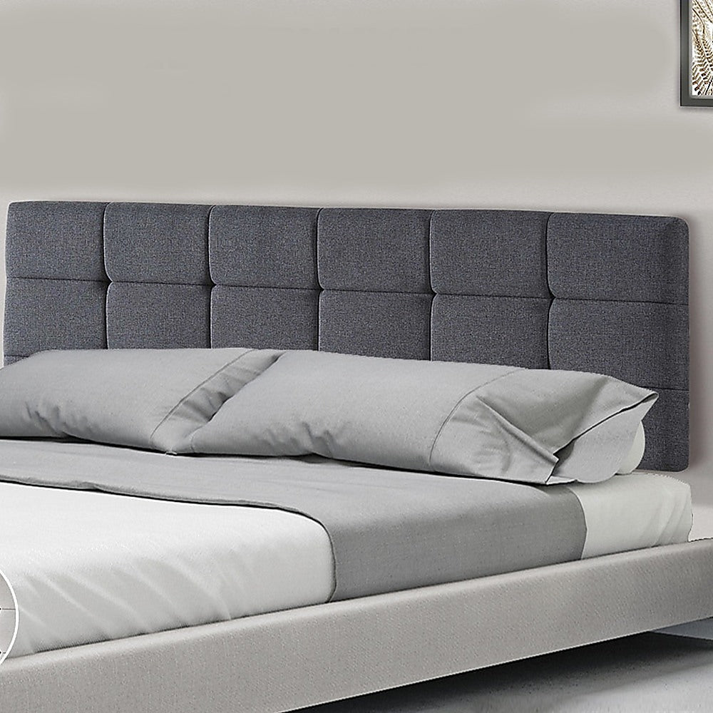Headboards: Linen Fabric King Bed Deluxe Headboard Bedhead - Grey