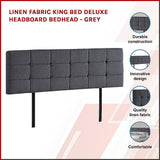 Headboards: Linen Fabric King Bed Deluxe Headboard Bedhead - Grey
