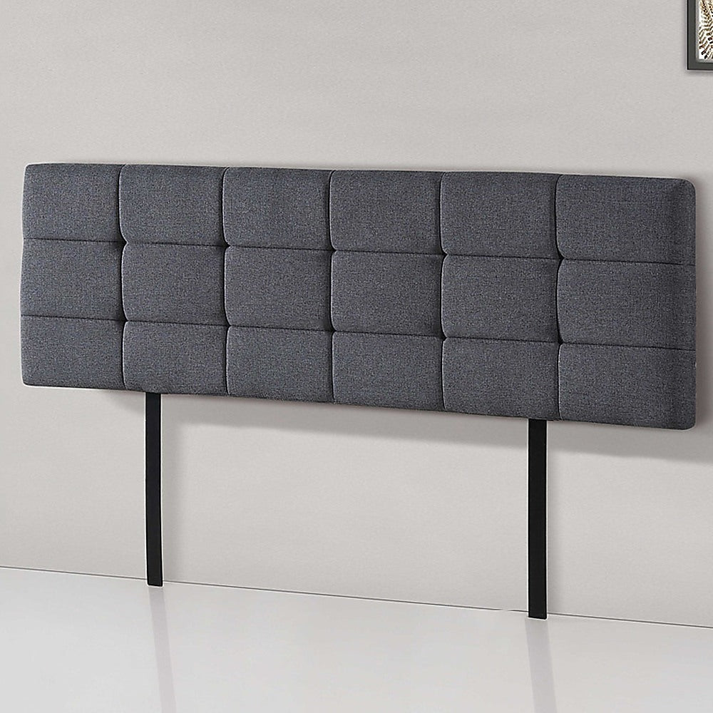 Headboards: Linen Fabric King Bed Deluxe Headboard Bedhead - Grey