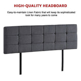 Headboards: Linen Fabric King Bed Deluxe Headboard Bedhead - Grey