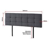 Headboards: Linen Fabric King Bed Deluxe Headboard Bedhead - Grey