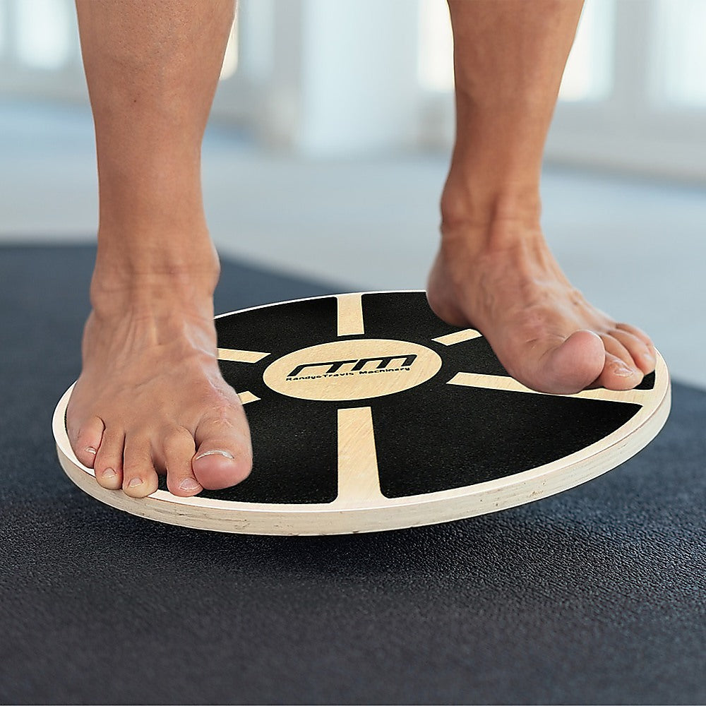 Yoga & Pilates: Heavy Duty 15.5" Wooden Balance Board with Non-Slip Pad for Fitness Training