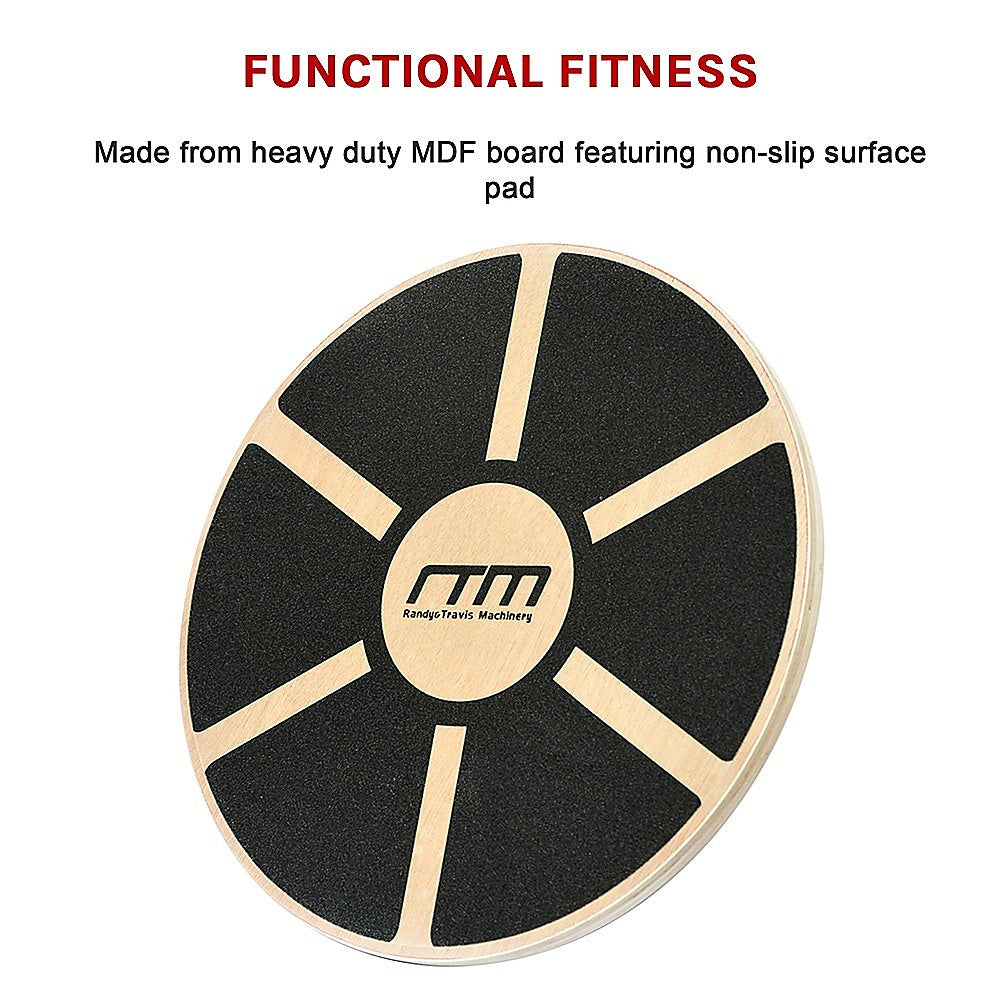 Yoga & Pilates: Heavy Duty 15.5" Wooden Balance Board with Non-Slip Pad for Fitness Training