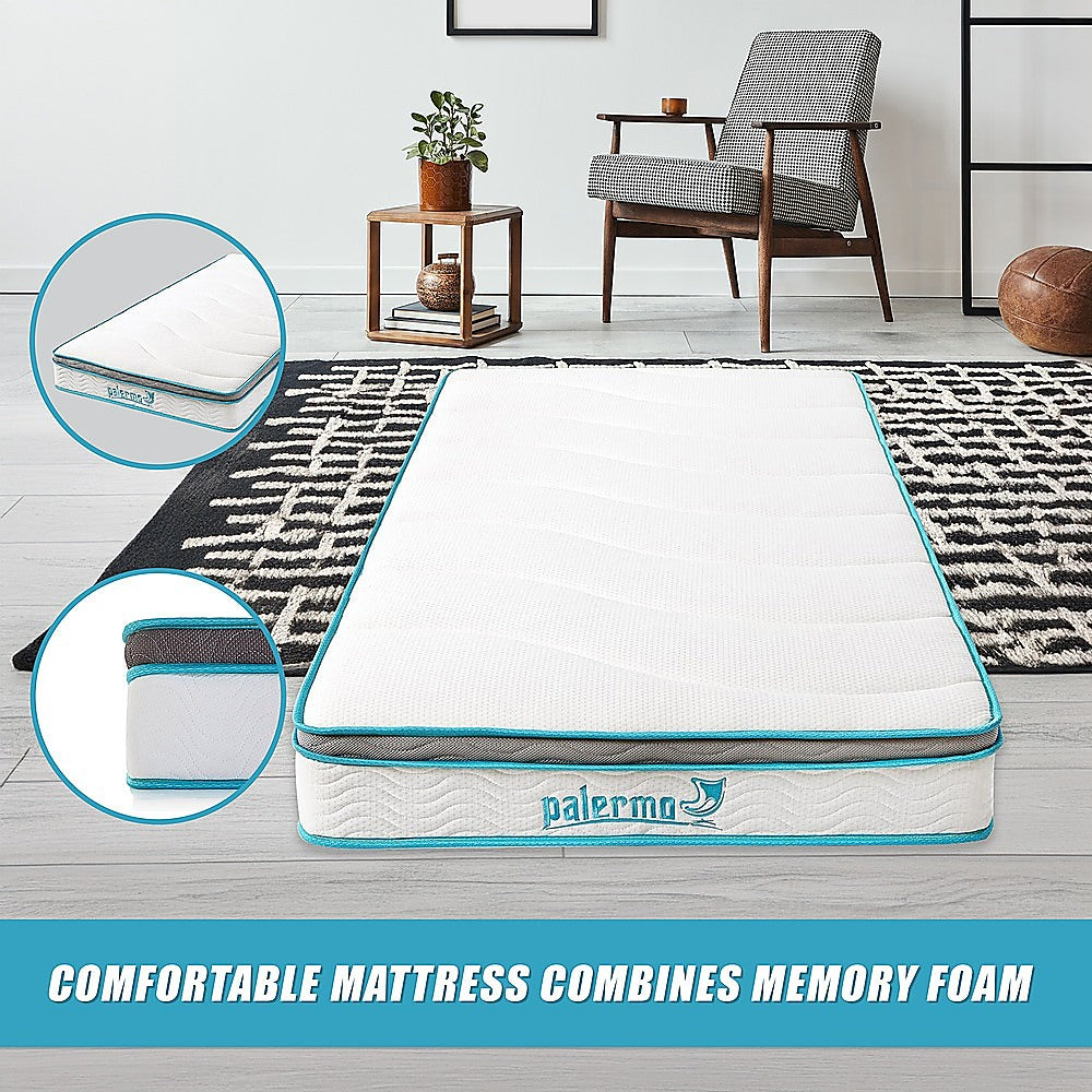 Single Mattress: Single 20cm Hybrid Mattress  Memory Foam and Innerspring Support