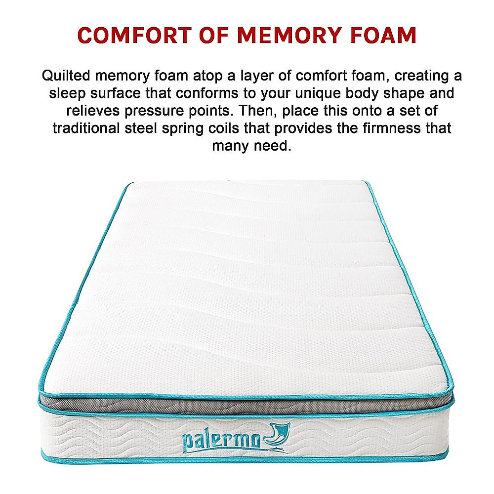 Single Mattress: Single 20cm Hybrid Mattress  Memory Foam and Innerspring Support