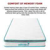 Single Mattress: Single 20cm Hybrid Mattress  Memory Foam and Innerspring Support