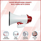 Audio Megaphone 25Watt Bull Horn with Siren