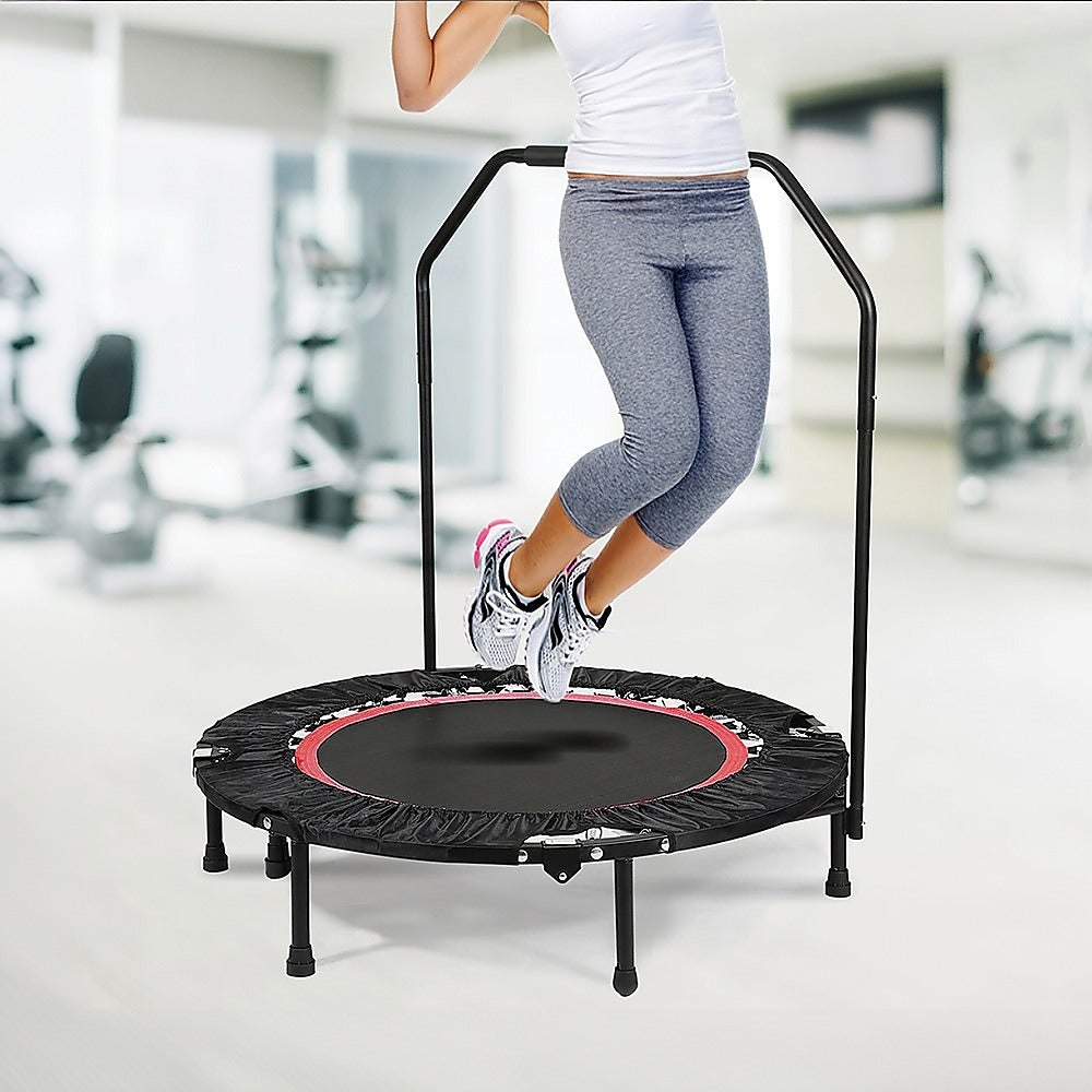 Trampolines & Accessories: Mini Rebounder Trampoline with Adjustable Handle  Fitness Bounce Trainer
