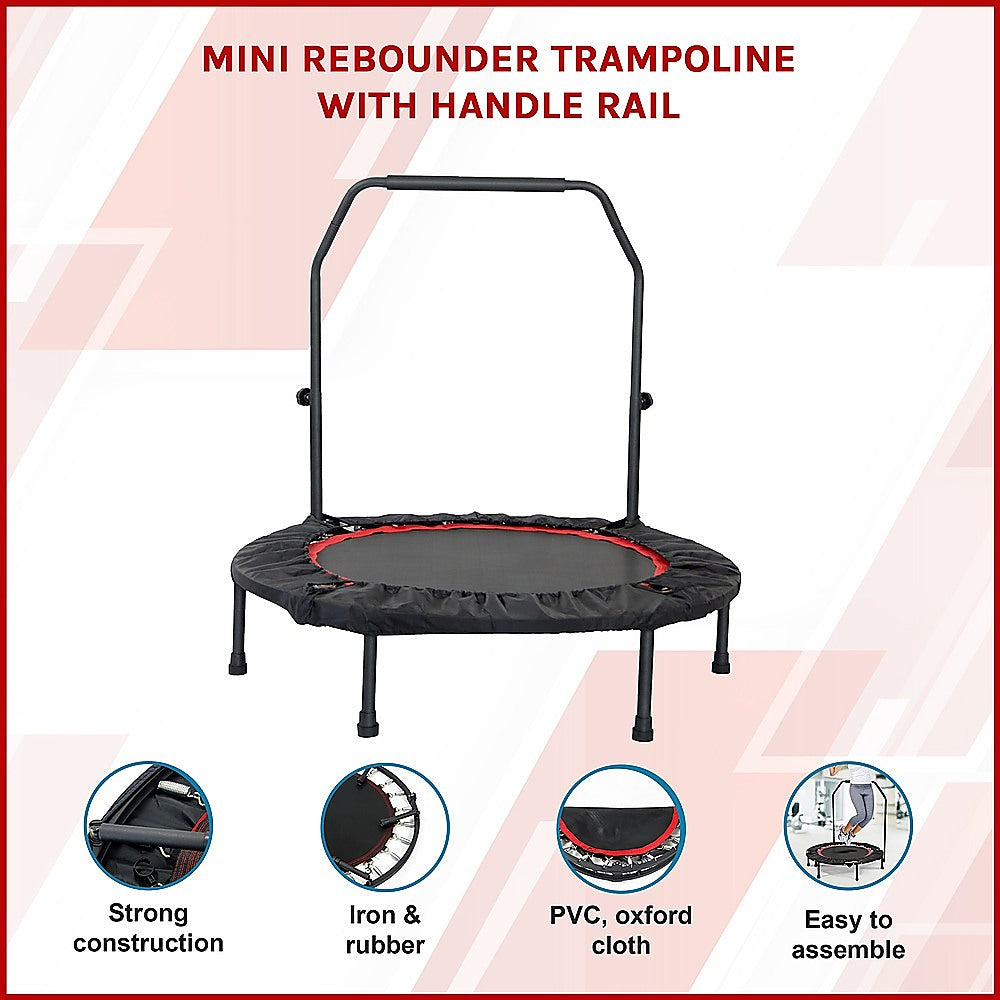 Trampolines & Accessories: Mini Rebounder Trampoline with Adjustable Handle  Fitness Bounce Trainer