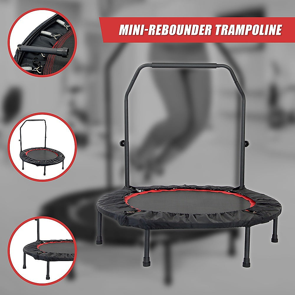 Trampolines & Accessories: Mini Rebounder Trampoline with Adjustable Handle  Fitness Bounce Trainer