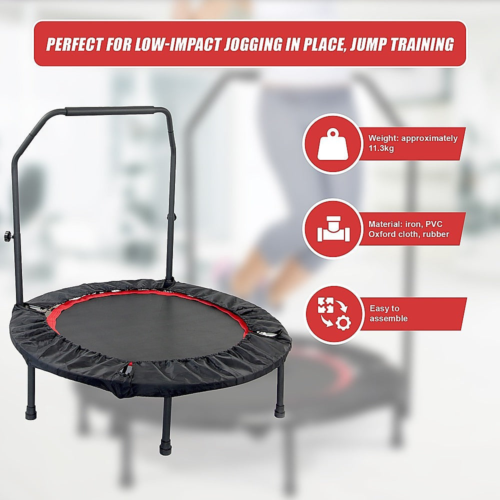 Trampolines & Accessories: Mini Rebounder Trampoline with Adjustable Handle  Fitness Bounce Trainer