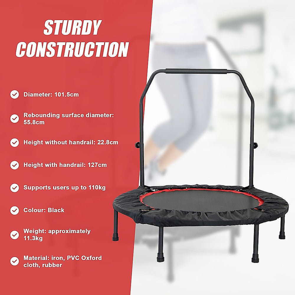 Trampolines & Accessories: Mini Rebounder Trampoline with Adjustable Handle  Fitness Bounce Trainer
