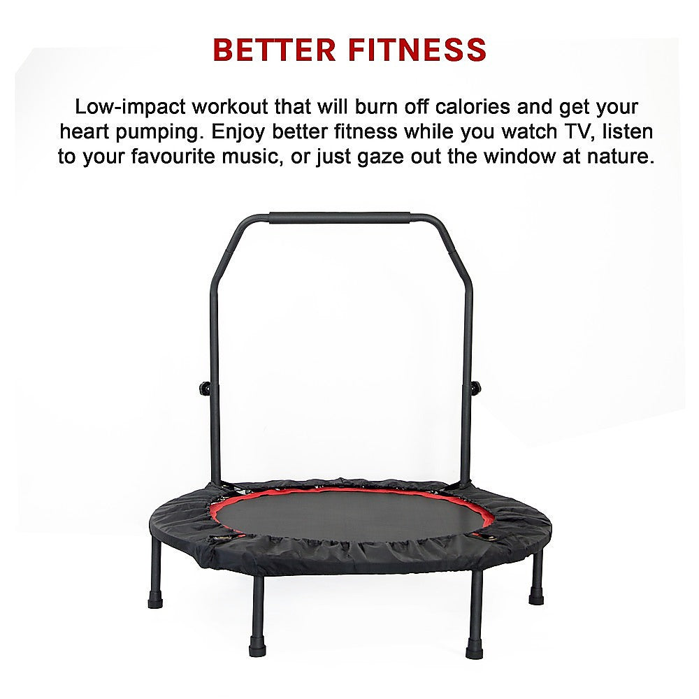 Trampolines & Accessories: Mini Rebounder Trampoline with Adjustable Handle  Fitness Bounce Trainer