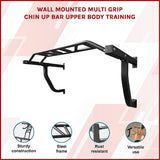 Gym Equipment & Accessories: Wall Mounted Multi Grip Chin Up Bar  Heavy Duty Pull Up Station for Upper Body Training