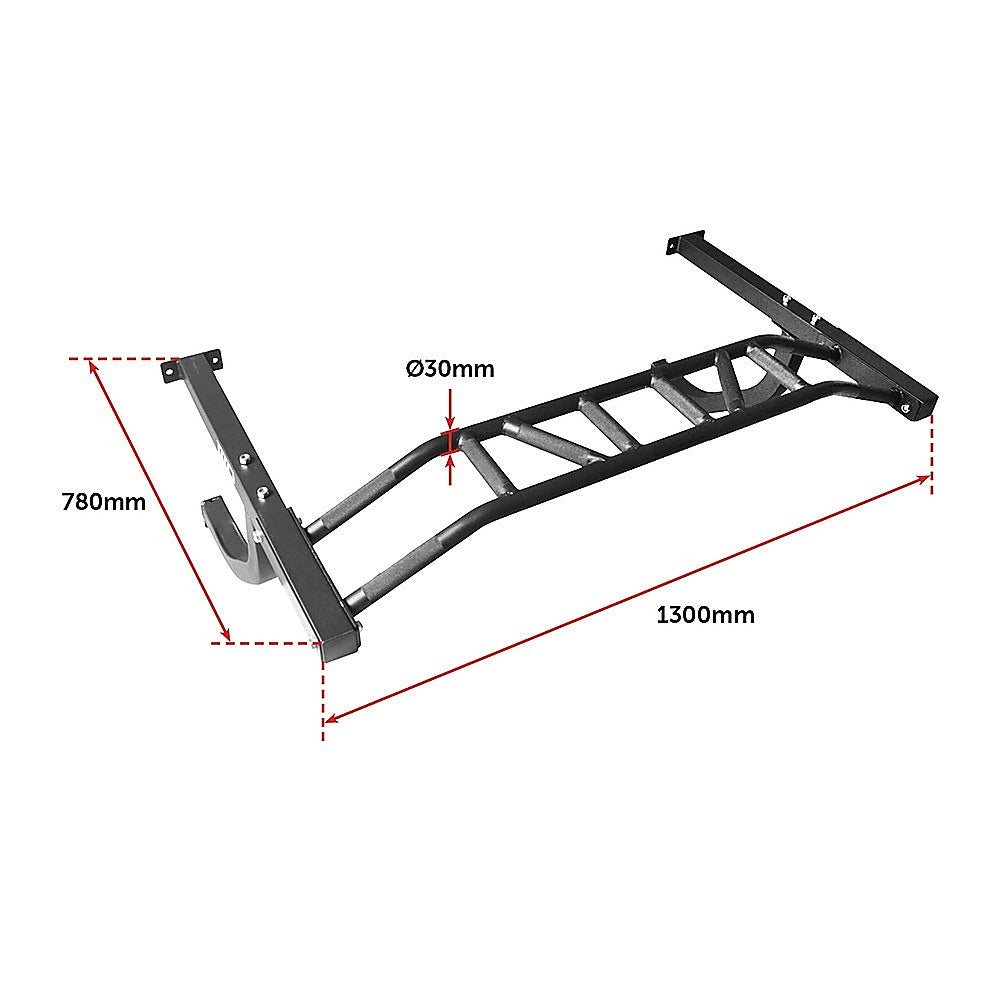 Gym Equipment & Accessories: Wall Mounted Multi Grip Chin Up Bar  Heavy Duty Pull Up Station for Upper Body Training